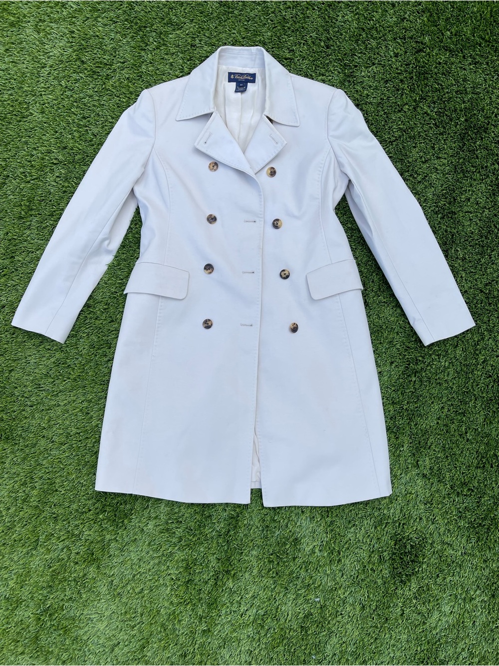 Brooks Brothers Cream Double-Breasted Trench Coat